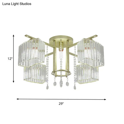 DecorBites™ DecorBites™ Modern 5/7 Bulb Ceiling Light with Clear Crystal Block Shade - Perfect for Bedrooms!
