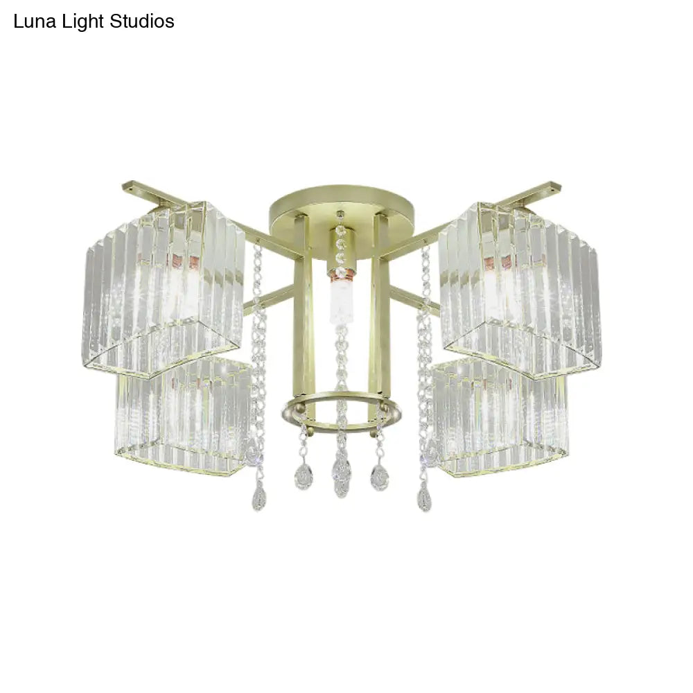 DecorBites™ DecorBites™ Modern 5/7 Bulb Ceiling Light with Clear Crystal Block Shade - Perfect for Bedrooms!
