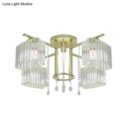 DecorBites™ DecorBites™ Modern 5/7 Bulb Ceiling Light with Clear Crystal Block Shade - Perfect for Bedrooms!