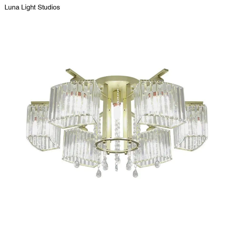 DecorBites™ DecorBites™ Modern 5/7 Bulb Ceiling Light with Clear Crystal Block Shade - Perfect for Bedrooms!