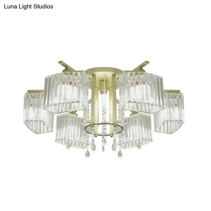 DecorBites™ DecorBites™ Modern 5/7 Bulb Ceiling Light with Clear Crystal Block Shade - Perfect for Bedrooms!