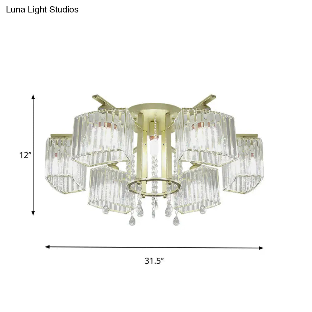 DecorBites™ DecorBites™ Modern 5/7 Bulb Ceiling Light with Clear Crystal Block Shade - Perfect for Bedrooms!