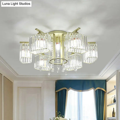 DecorBites™ DecorBites™ Modern 5/7 Bulb Ceiling Light with Clear Crystal Block Shade - Perfect for Bedrooms!