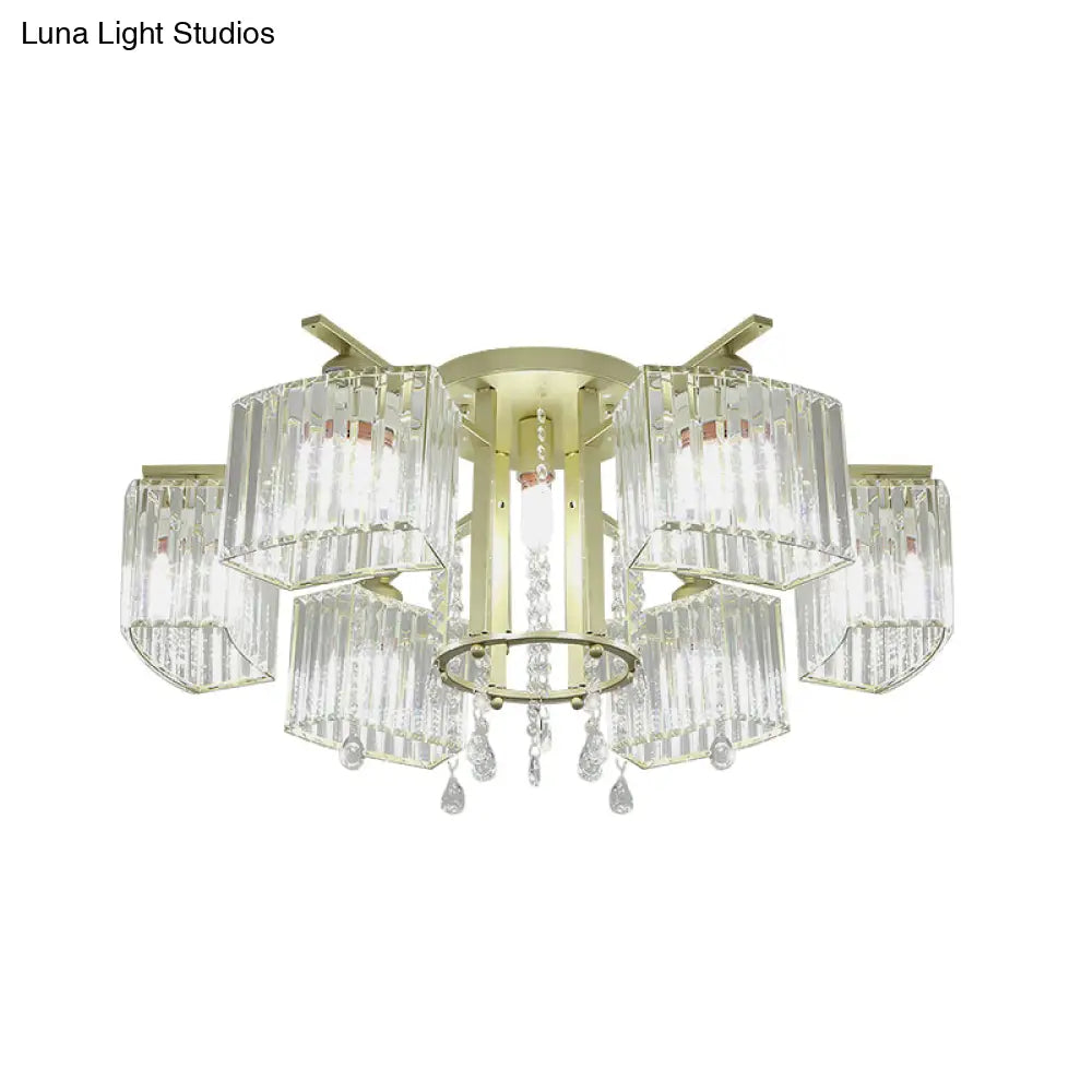 DecorBites™ DecorBites™ Modern 5/7 Bulb Ceiling Light with Clear Crystal Block Shade - Perfect for Bedrooms!