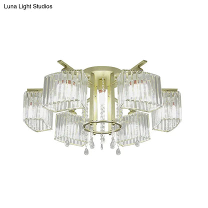 DecorBites™ DecorBites™ Modern 5/7 Bulb Ceiling Light with Clear Crystal Block Shade - Perfect for Bedrooms!