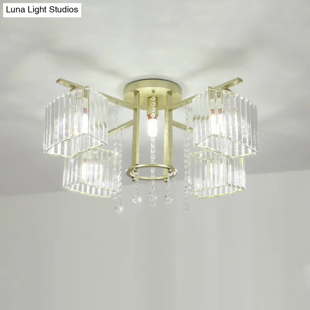 DecorBites™ DecorBites™ Modern 5/7 Bulb Ceiling Light with Clear Crystal Block Shade - Perfect for Bedrooms!