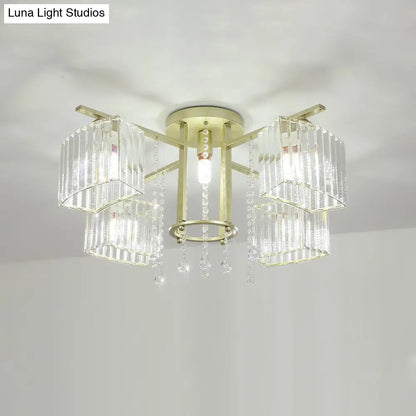 DecorBites™ DecorBites™ Modern 5/7 Bulb Ceiling Light with Clear Crystal Block Shade - Perfect for Bedrooms!