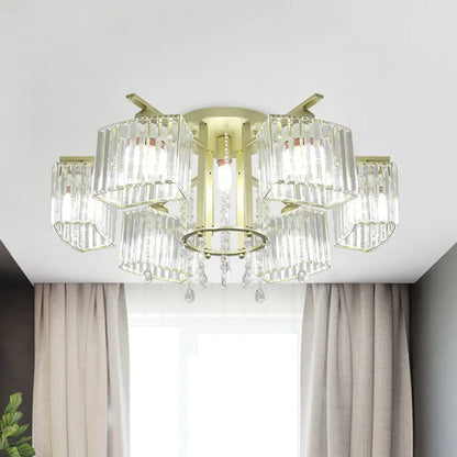 DecorBites™ DecorBites™ Modern 5/7 Bulb Ceiling Light with Clear Crystal Block Shade - Perfect for Bedrooms!