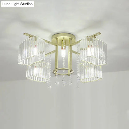 DecorBites™ DecorBites™ Modern 5/7 Bulb Ceiling Light with Clear Crystal Block Shade - Perfect for Bedrooms!