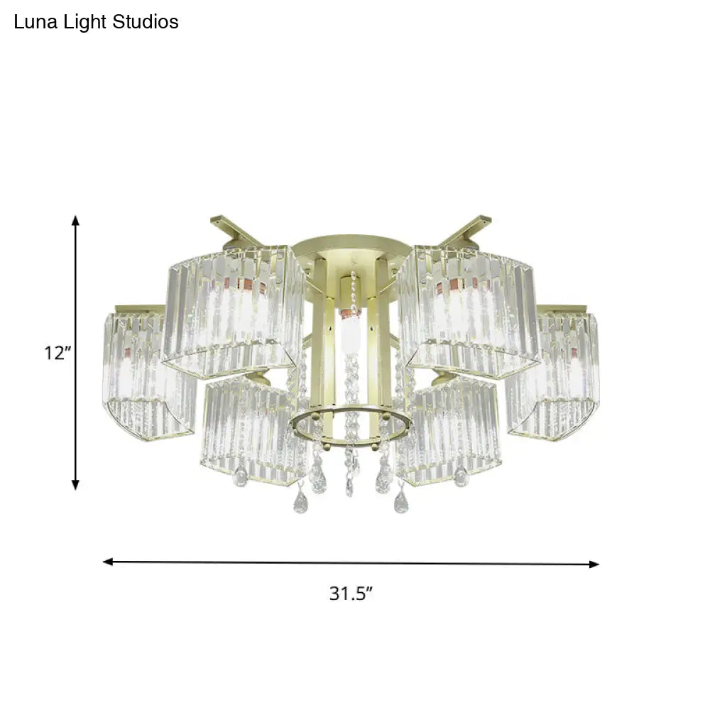 DecorBites™ DecorBites™ Modern 5/7 Bulb Ceiling Light with Clear Crystal Block Shade - Perfect for Bedrooms!