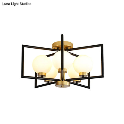 DecorBites™ DecorBites™ Modern 5-Head Black and Gold Flush Mount Lighting for Living Room