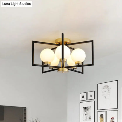 DecorBites™ DecorBites™ Modern 5-Head Black and Gold Flush Mount Lighting for Living Room