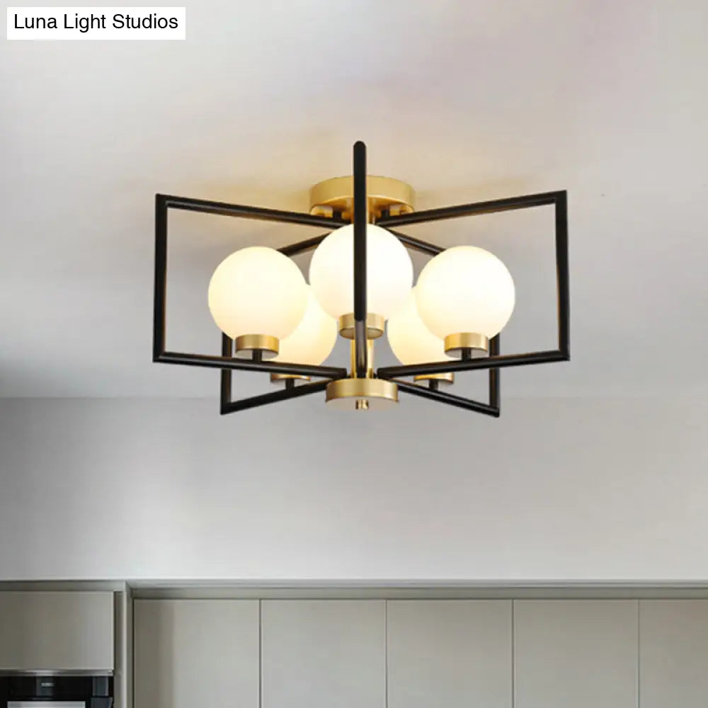 DecorBites™ DecorBites™ Modern 5-Head Black and Gold Flush Mount Lighting for Living Room