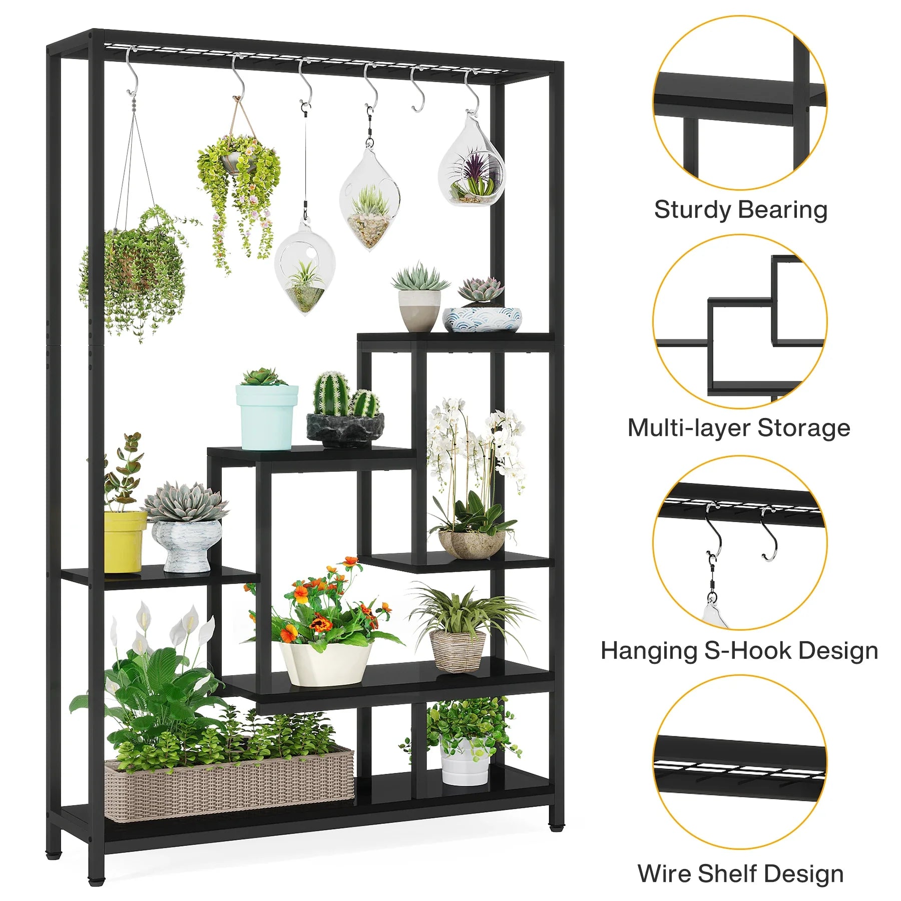 Modern 5-Tier Tall Metal Plant Stand