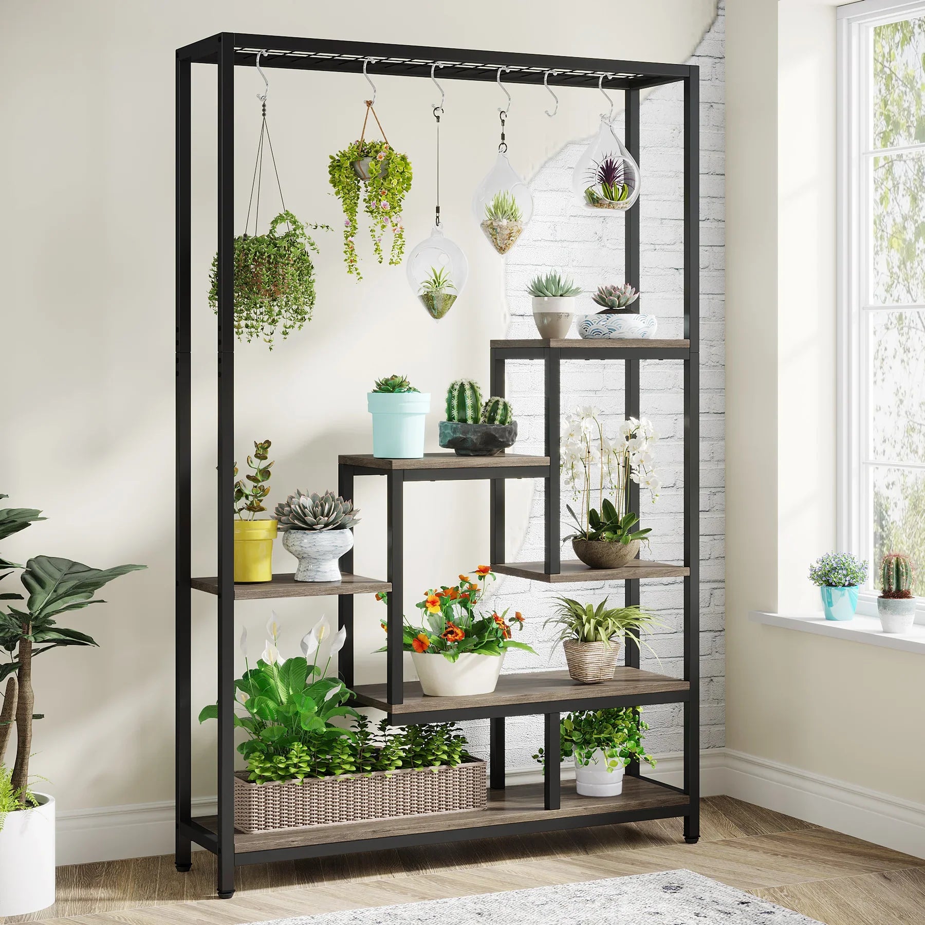 Modern 5-Tier Tall Metal Plant Stand