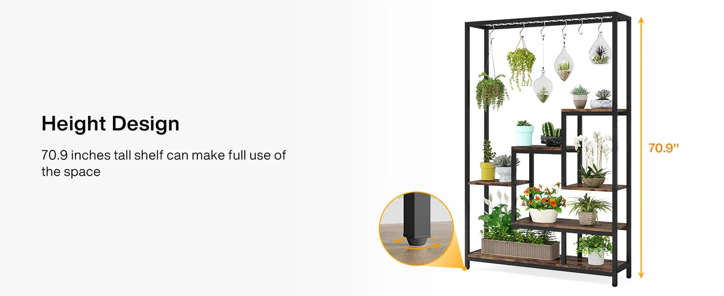 Modern 5-Tier Tall Metal Plant Stand