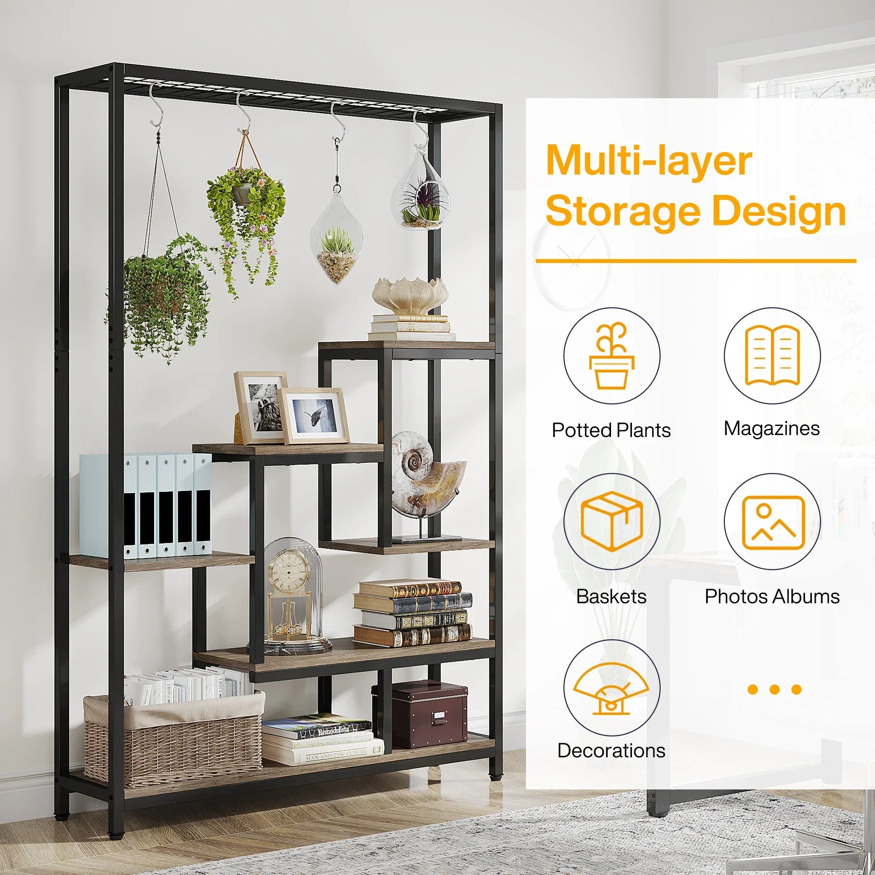 Modern 5-Tier Tall Metal Plant Stand