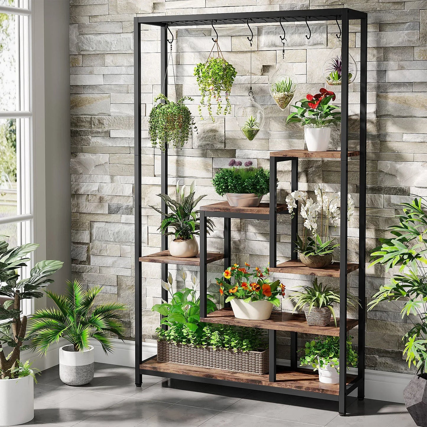 Modern 5-Tier Tall Metal Plant Stand
