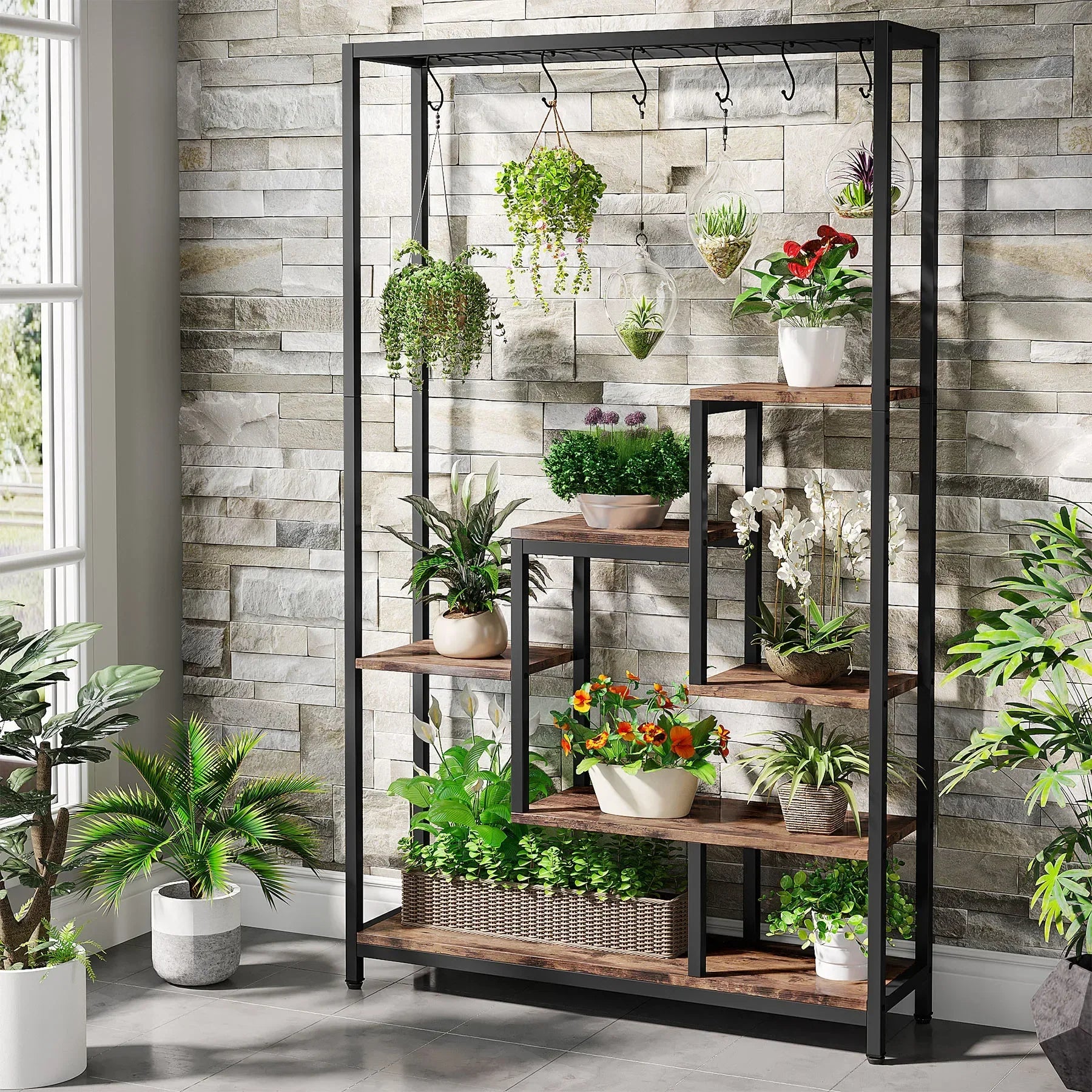 Modern 5-Tier Tall Metal Plant Stand