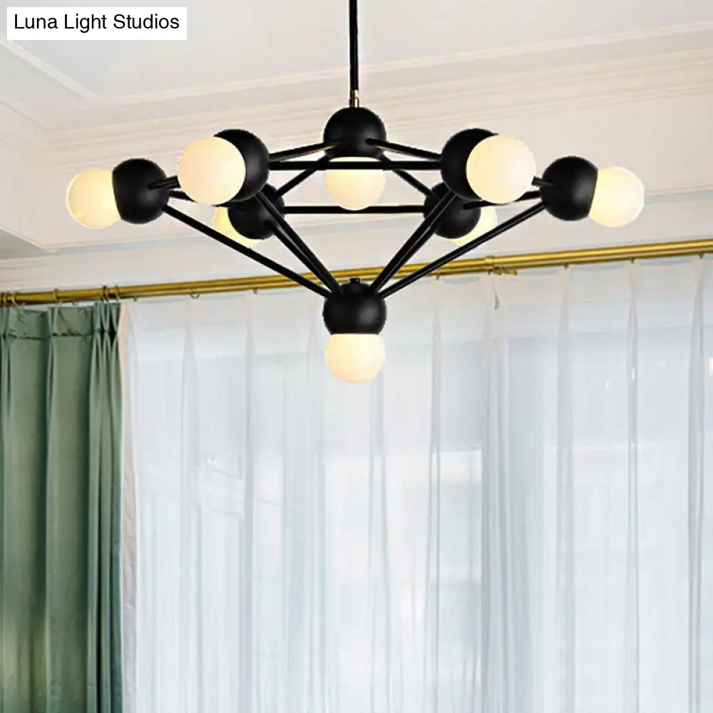 Lámpara de araña colgante moderna de 6/8/10 luces en negro/dorado con brazo metálico geométrico - Ideal para la sala de estar
