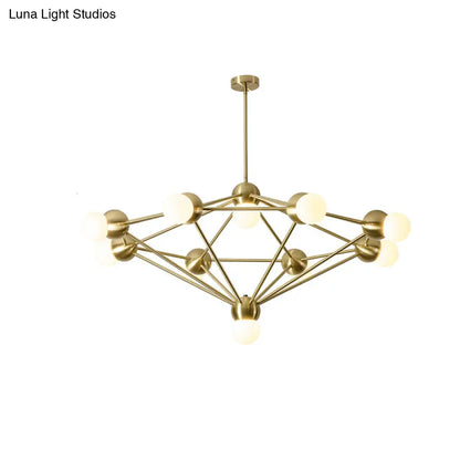 Lámpara de araña colgante moderna de 6/8/10 luces en negro/dorado con brazo metálico geométrico - Ideal para la sala de estar