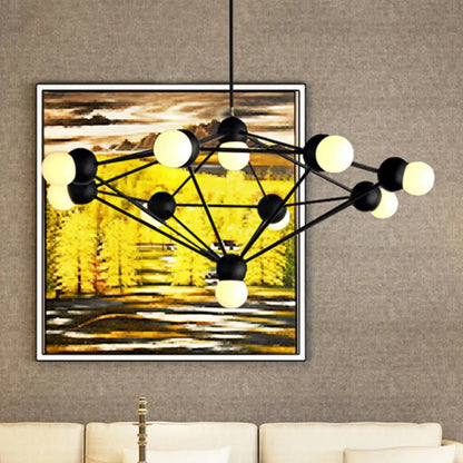 Lámpara de araña colgante moderna de 6/8/10 luces en negro/dorado con brazo metálico geométrico - Ideal para la sala de estar