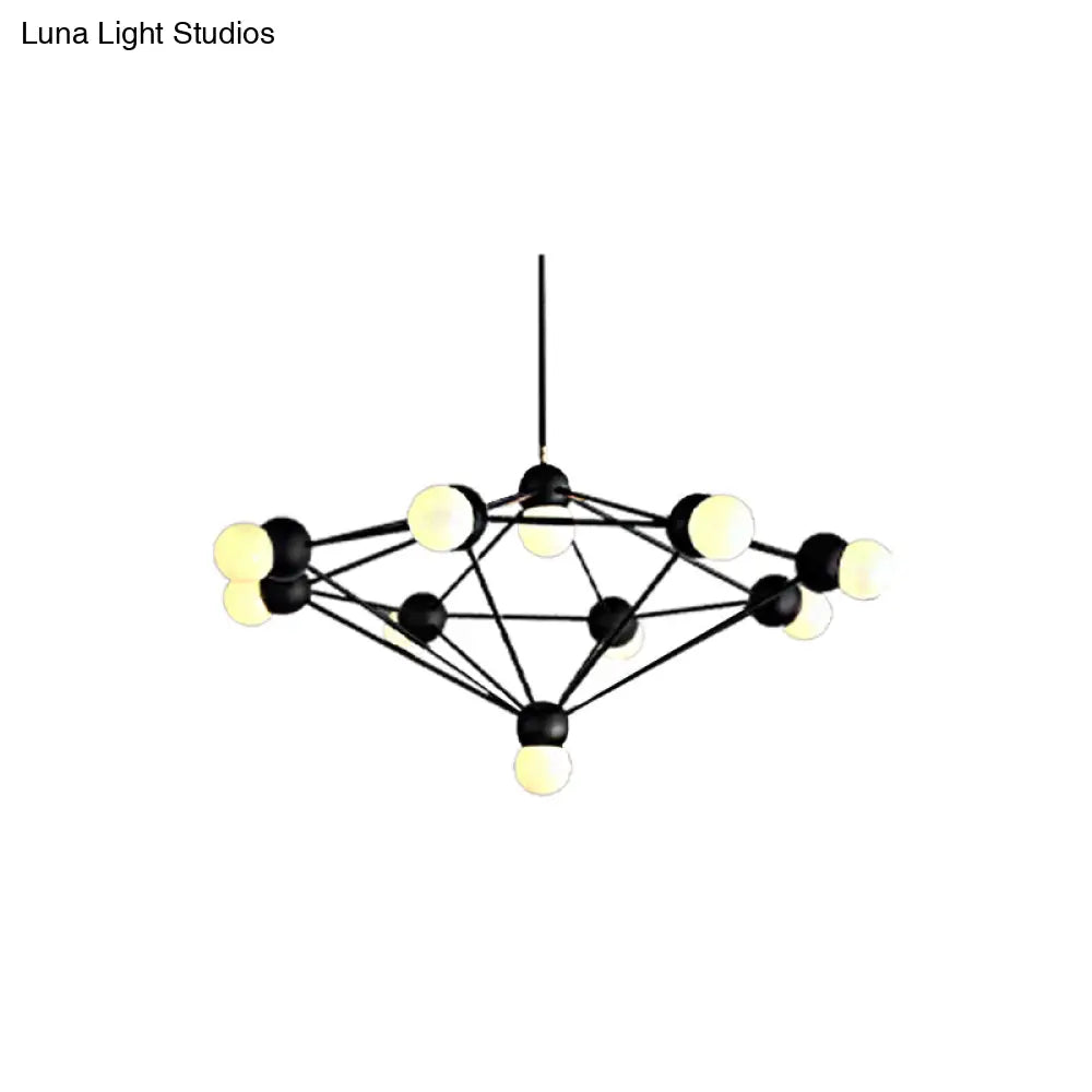 Lámpara de araña colgante moderna de 6/8/10 luces en negro/dorado con brazo metálico geométrico - Ideal para la sala de estar