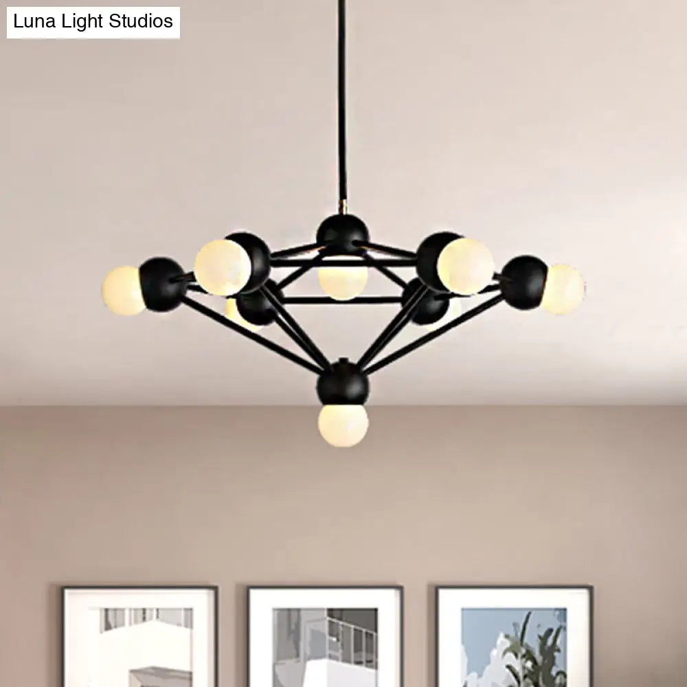 Lámpara de araña colgante moderna de 6/8/10 luces en negro/dorado con brazo metálico geométrico - Ideal para la sala de estar