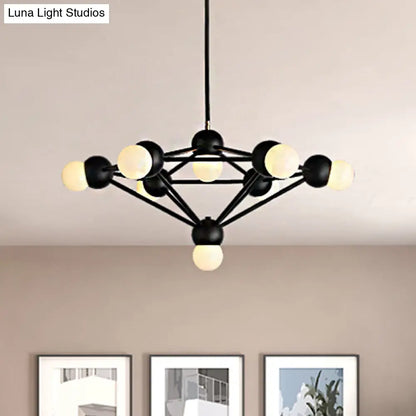 Lámpara de araña colgante moderna de 6/8/10 luces en negro/dorado con brazo metálico geométrico - Ideal para la sala de estar