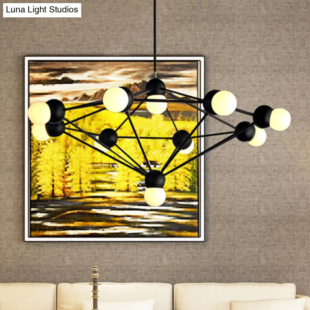 Lámpara de araña colgante moderna de 6/8/10 luces en negro/dorado con brazo metálico geométrico - Ideal para la sala de estar