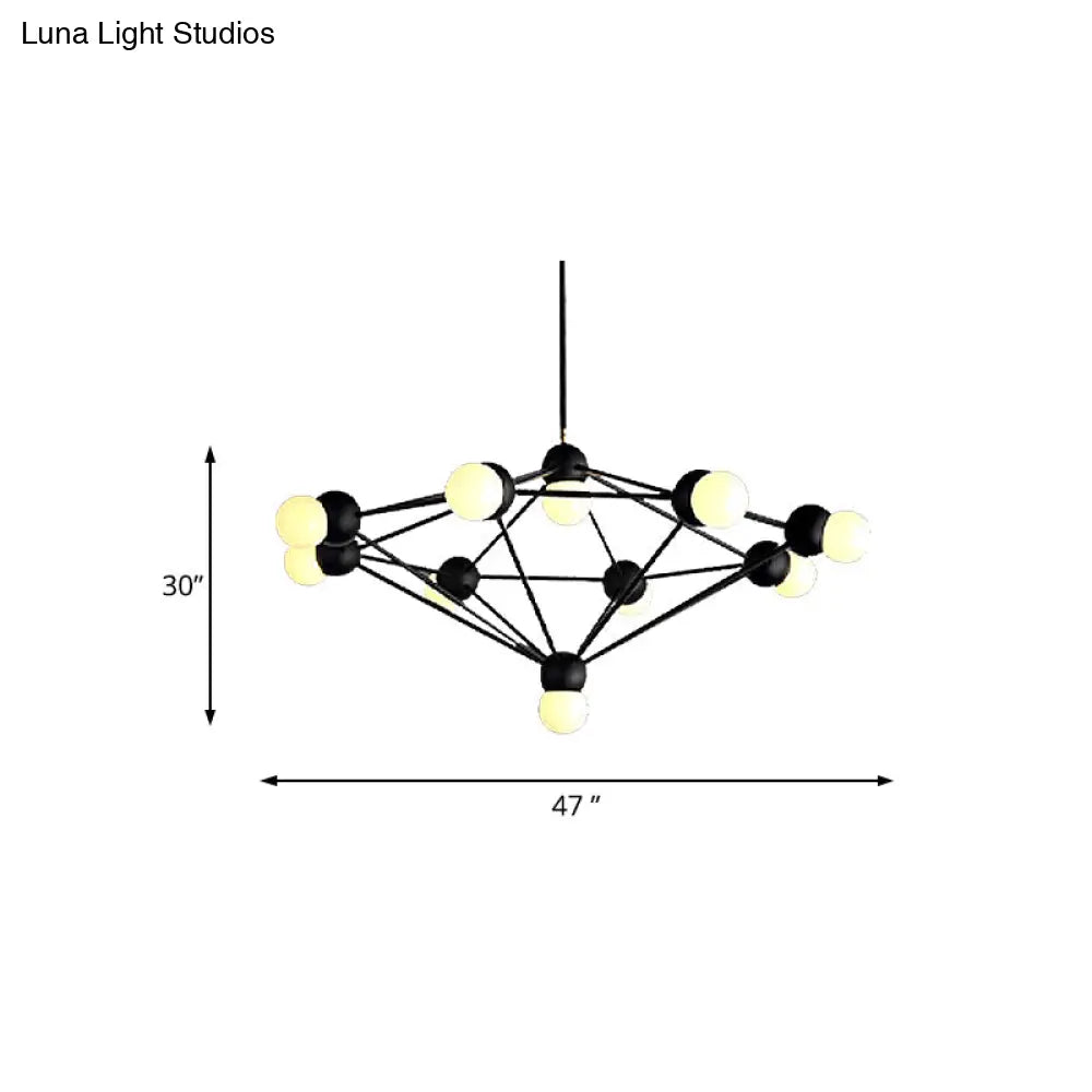Lámpara de araña colgante moderna de 6/8/10 luces en negro/dorado con brazo metálico geométrico - Ideal para la sala de estar