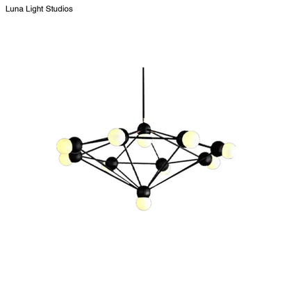 Lámpara de araña colgante moderna de 6/8/10 luces en negro/dorado con brazo metálico geométrico - Ideal para la sala de estar