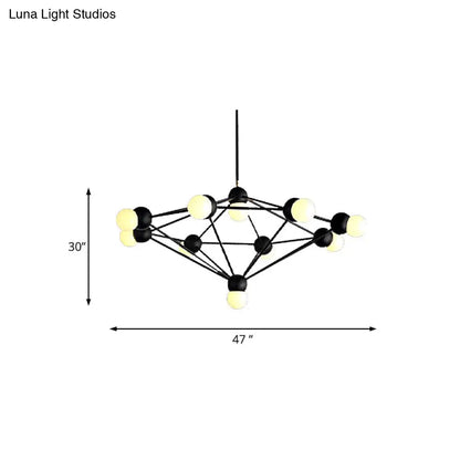 Lámpara de araña colgante moderna de 6/8/10 luces en negro/dorado con brazo metálico geométrico - Ideal para la sala de estar