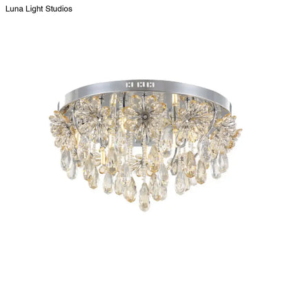 DecorBites™ DecorBites™ Modern 6-Light Crystal Fringe Flushmount Ceiling Light in Chrome - Ideal for Dining Room