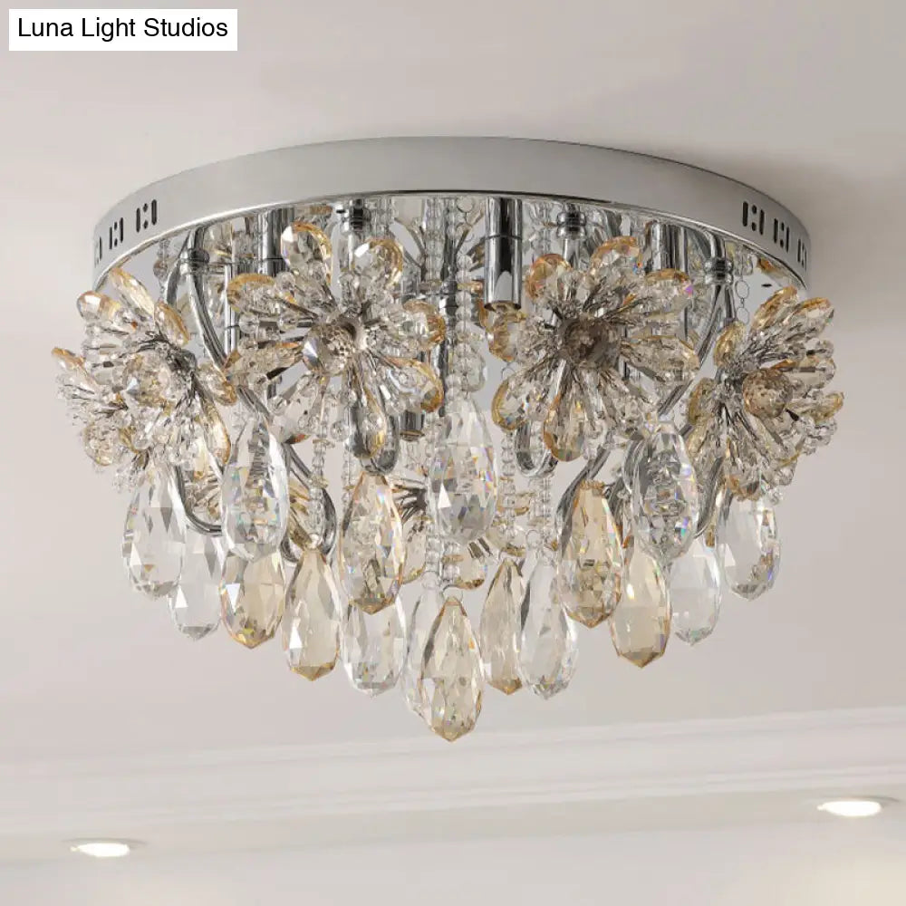 DecorBites™ DecorBites™ Modern 6-Light Crystal Fringe Flushmount Ceiling Light in Chrome - Ideal for Dining Room