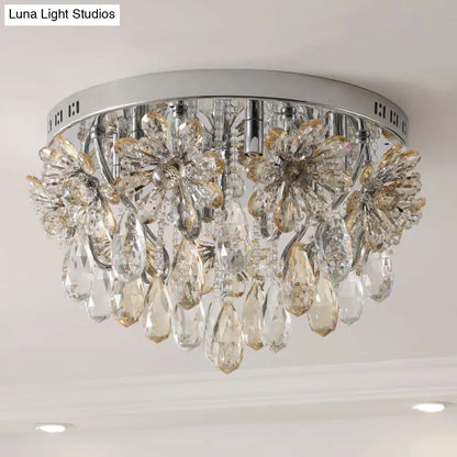 DecorBites™ DecorBites™ Modern 6-Light Crystal Fringe Flushmount Ceiling Light in Chrome - Ideal for Dining Room