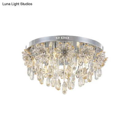 DecorBites™ DecorBites™ Modern 6-Light Crystal Fringe Flushmount Ceiling Light in Chrome - Ideal for Dining Room