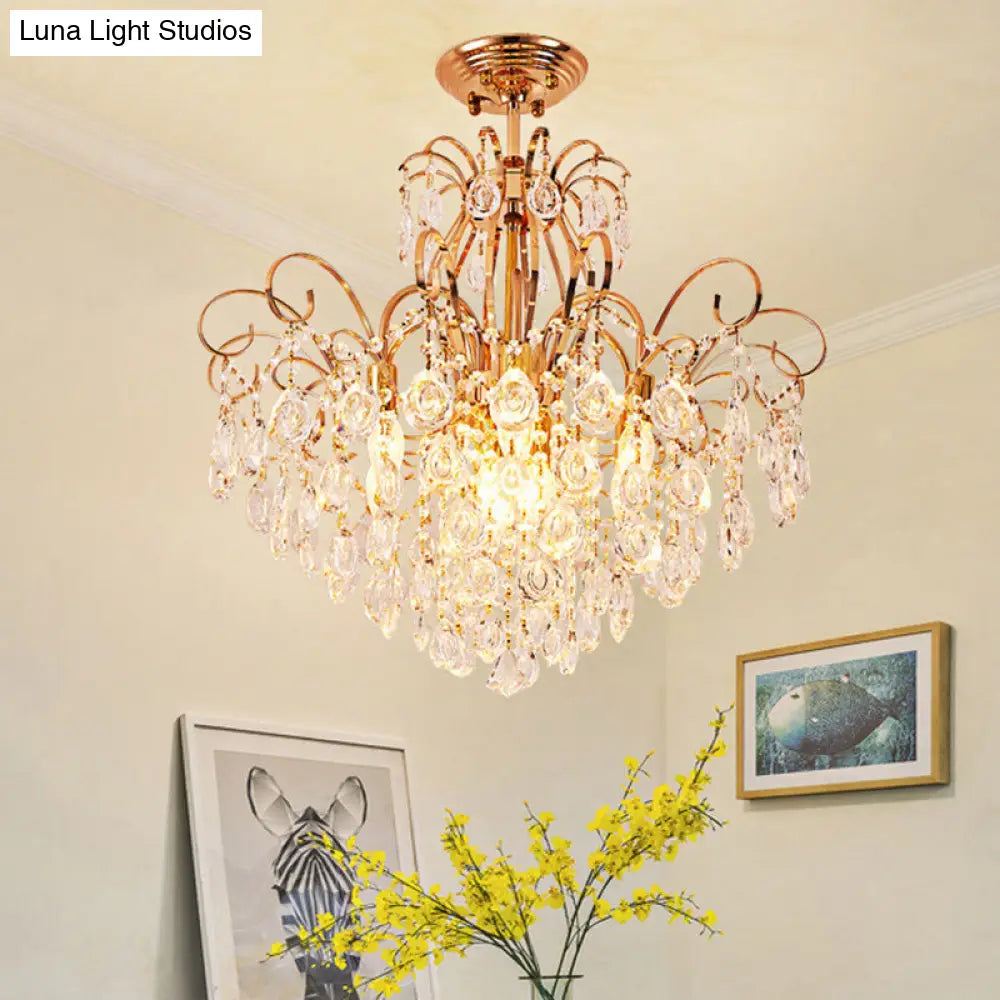 DecorBites™ DecorBites™ Modern 7-Light Gold Ceiling Flush Mount Fixture for Living Room - Sleek & Stylish