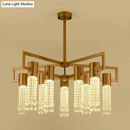 Lámpara de araña colgante moderna con 8/10 bombillas LED y cristal dorado para dormitorio