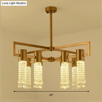 Lámpara de araña colgante moderna con 8/10 bombillas LED y cristal dorado para dormitorio