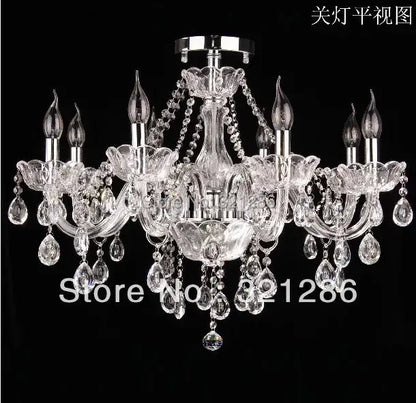 Modern 8 arm crystal k9 chandelier with clear glass arms and polished chrome mount for living room decorbites crystal lighting