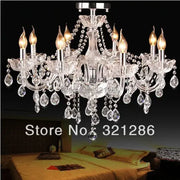 Modern 8 arm crystal k9 chandelier with clear faceted crystals and candle-style bulbs for elegant living room decorbites lighting