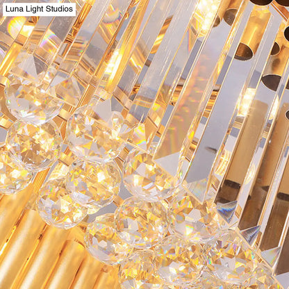 Lámpara de araña moderna de tambor dorado de 8 cabezas: Lámpara colgante LED de cristal biselado para restaurantes