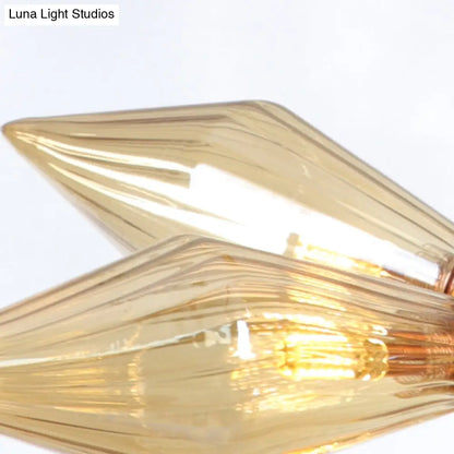 Lámpara colgante moderna de cristal ámbar con forma de diamante, de 9 o 12 brazos, en oro rosa – Ideal para el techo del salón