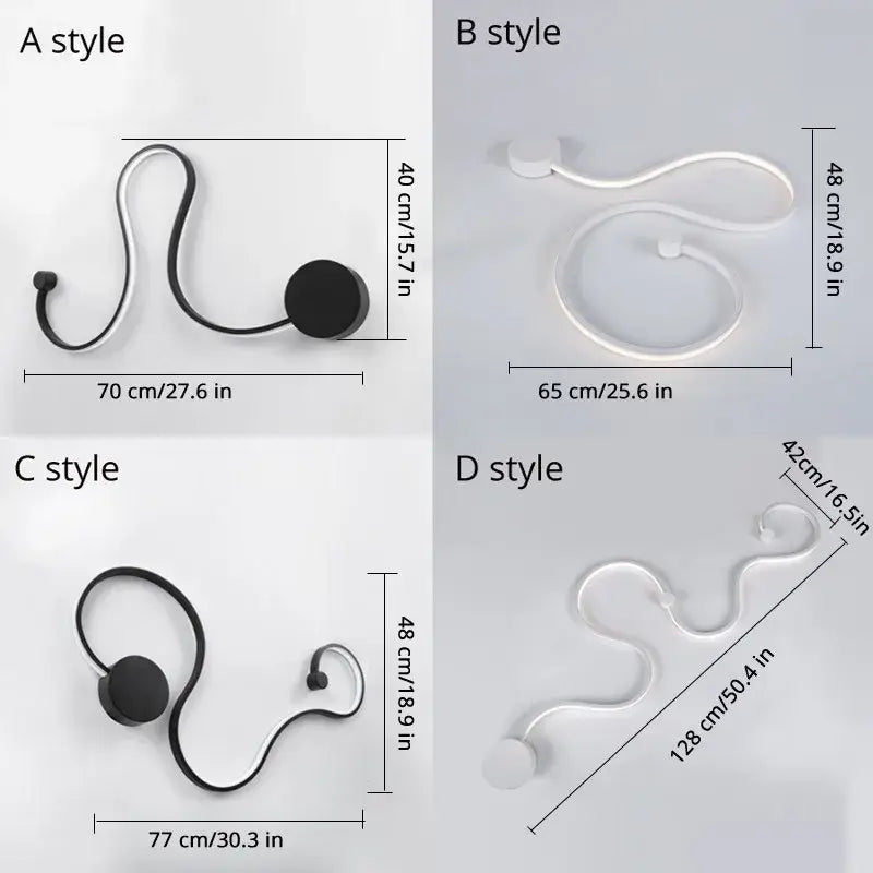Modern abstract black iron body led wall lamp with sleek black and transparent acrylic minimalist wall-mounted coat hooks
