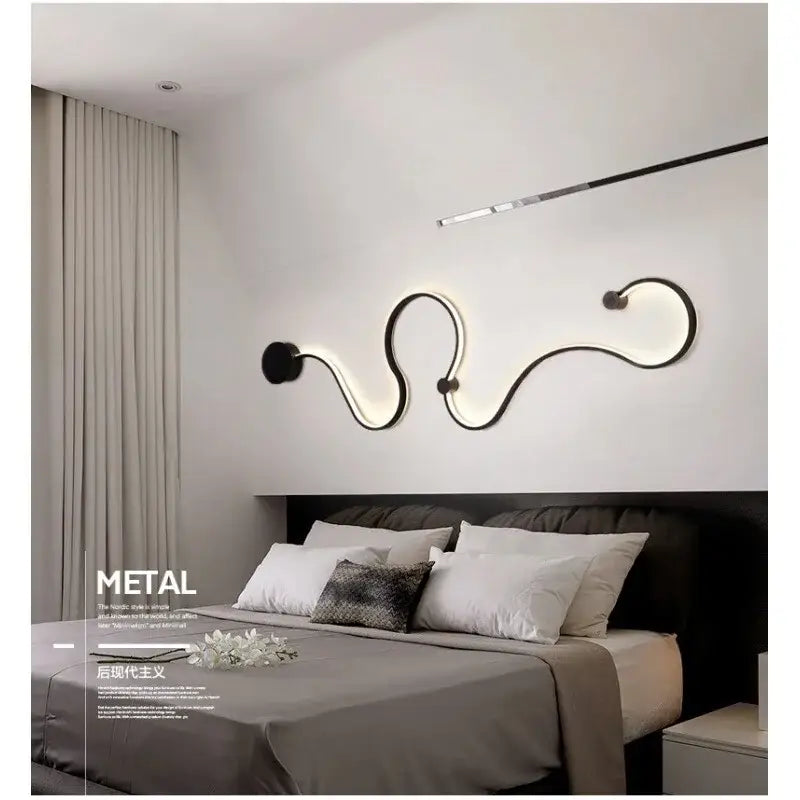 Modern black iron body led wall lamp with sleek curved design ideal for bedroom decorbites iron body sconce