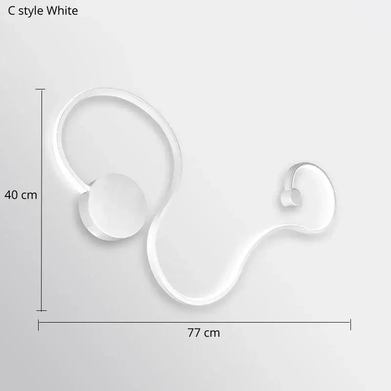 Modern abstract wall lamp with white c-style translucent shade and sleek decorbites iron body for bedroom living room decor