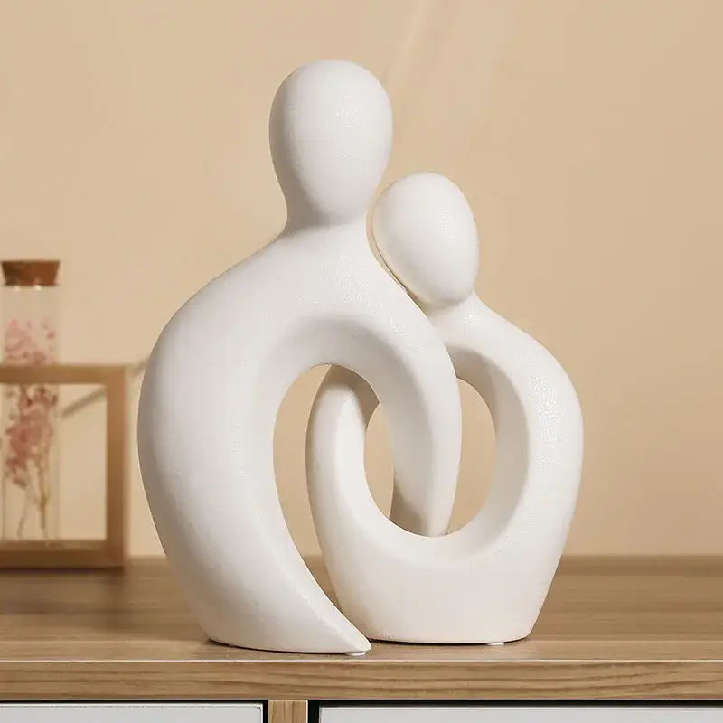 White ceramic abstract couple love sculpture with intertwined figures modern decorbites couple living room decor