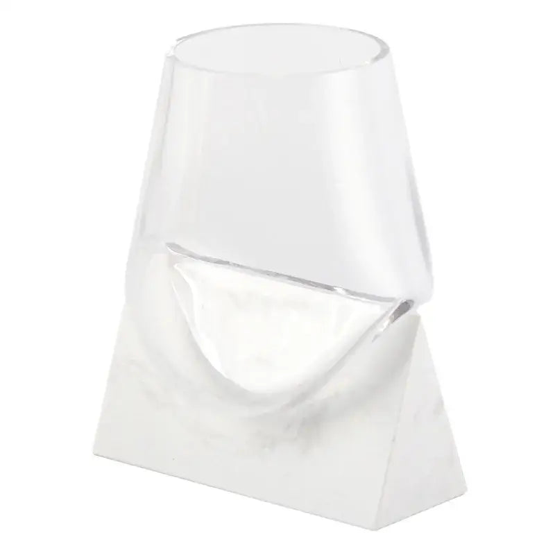 Modern abstract glass vase with clear acrylic geometric design and white marble base for decorbites abstract glass decor