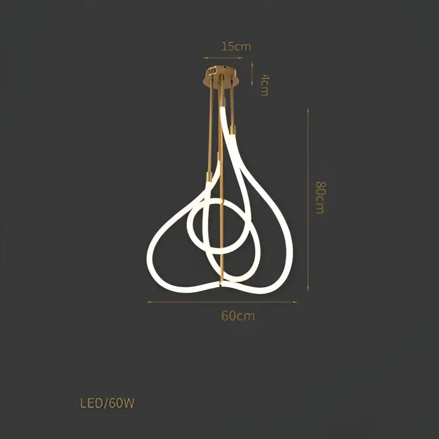 Modern abstract white and gold lines chandelier with sleek intertwined design and gold-toned metal fixtures decorbites lines chandelier